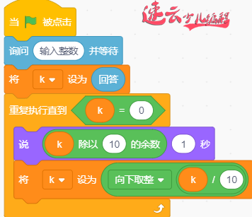 三年级的编程题：编程分解正整数，个位开始依次输出每位数字(图2)