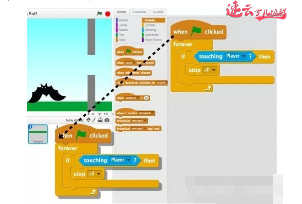 济南少儿编程培训：Scratch编程，老师用编程给游戏添加碰撞功能！~山东少儿编程~少儿编程(图3)